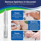 Painless Splinter Removal Kit - 3 Pack | Pull Out Splinters Fast & Easy | Essential First Aid for Home, Travel, Camping, Hiking, Woodworking, DIY & Outdoor Adventures | No Tweezers Needed