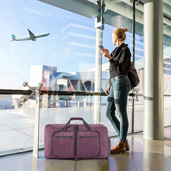 Vomgomfom Travel Duffle Bag for Men,65L 85L 115L Foldable Travel Duffel Bag with Shoes Compartment Overnight Bag for Men Women