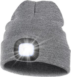 MELASA Unisex Hat with Light, USB Rechargeable Hands Free Headlamp LED Beanie, Winter Gifts for Men Dad Father Husband Him