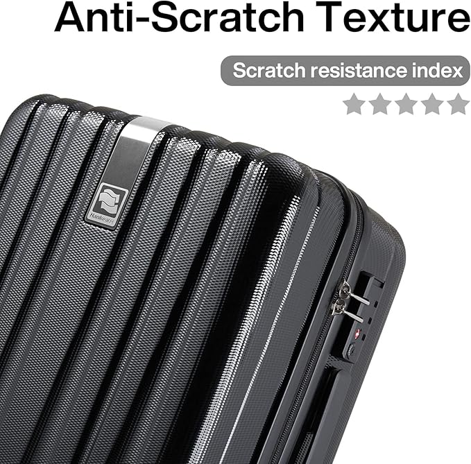 Hanke 14 Inch Underseat Carry On Luggage with Wheels Hard Shell Suitcases Carry On Bag Lightweight Small Mini Suitcase Tsa Luggage for Travel.（Jet Black）