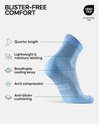 DANISH ENDURANCE Ultra-Comfort Quarter Running Socks - 3 or 5 Pack