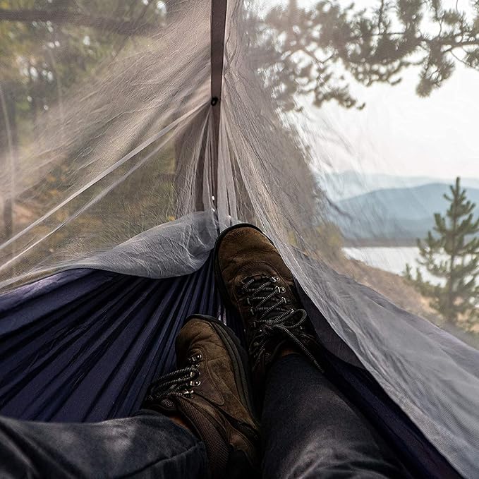 Sunyear Hammock Camping with Rain Fly Tarp and Net, Portable Camping Hammock Double Tree Hammock Outdoor Indoor Backpacking Travel & Survival, 2 Tree Straps,100% Waterproof