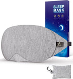 Mavogel Cotton Sleep Eye Mask - Updated Design Light Blocking with Adjustable Nose Bridge, Soft and Comfortable Night Eye Mask for Men Women, Eye Blinder for Shift Work, Includes Travel Pouch, Grey