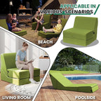 jela Outdoor Chaise Lounge, Waterproof Folding Sofa Bed Lounge Chair, UV Resistant Folding Lounge Chair with Machine Washable Cover, Soft Foam Patio Sofa Chairs Pool Lounge Chaise Chairs (Green)