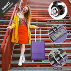 Kono Luggage Set 4 Piece Carry On Hardside Luggage with TSA Lock Spinner Wheels Carry On Suitcase Purple