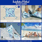 Rhino Valley Beach Tent Shade Canopy UPF50+ Protection, 8 Sandbags, 4 Stability Poles, Outdoor Sun Shelter Umbrella for Sand, Camping, Fishing Essentials