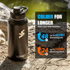 32 Oz Insulated Water Bottle - Stainless Steel Tactical Flask With Straw Lid & Chug Cap, Metal Military Water Bottle With Rugged, Removable Sleeve Can Place Items for Hiking Camping Hunting