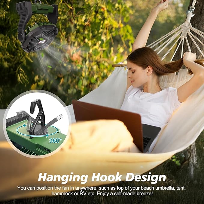 Portable Fan Rechargeable, 20400mAh Cordless Battery Powered Fan with LED Lantern, USB C Battery Operated for Travel Bedroom Home Camping Tent Office Beach Desk Fishing Table