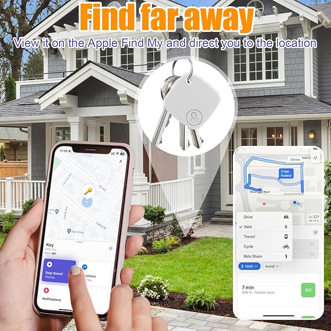 Tracker Tags-4 Pack, Bluetooth Tracker Work with Find My (iOS Only), Smart Trakcer Tag Key Finder and Item Locator with Lanyard, Tracker Tag for Keys, Luggage Replaceable Battery