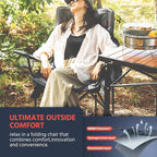 OUTSIDER Folding Camping Chair 300LBS Capacity, Portable Outdoor Lawn Chairs with Ergonomic Lumbar Support, Cooler Bag, Cup Holder, Pockets, Headrest for Beach, Lawn, Hiking (Style-1, 2pcs)