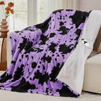 Cow Print Heated Electric Blanket Full Size,72X84 Purple Heating Blanket with 10 Heats Levels & 8 Hours Auto Off,Highland Cow Decor Fleece Sherpa Blankets Warmer Gifts for Women Adults,Washable,ETL