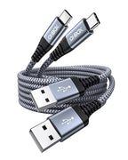 Short USB A to USB C Cable 3FT, USB C Fast Charging Cable, Durable Braided USB to USB Type C Cord for Car iPhone USB C Charger for iPhone 17/16/15/Pro Max/Plus, Samsung Galaxy S23 and More-2Pack Gray
