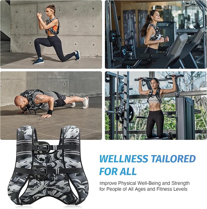 ZELUS Weighted Vest, 6lb/8lb/12lb/16lb/20lb/25lb/30lb Weight Vest with Reflective Stripe for Workout, Strength Training, Running, Fitness, Muscle Building, Weight Loss, Weightlifting