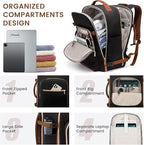 LOVEVOOK 40L Large Travel Backpack for Women Men, 17 Inch Carry on Backpack for Traveling on Airplane, Personal Item Bag Airline Approved, Business Causal Weekender Backpack, Black-Brown
