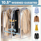 BALEINE 40'' Clear Garment Bags, 10.5'' Wide PEVA Suit Bag for Closet Clothes Dresses Suit Coats Storage (Clear, 6PK)