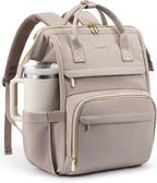 LOVEVOOK Laptop Backpack for Women with Giant Tumbler Holder Pocket,15.6 inch Waterproof Travel Backpack Purse Computer Laptop Bag,Professional Work College Nurse Teacher Backpack Daypack,Grayish-pink