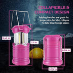 Lichamp LED Camping Lantern, 4 Pack Battery Powered Flashlight for Power Outages, Portable Collapsible Hanging Light Essential for Home, Outdoor, Emergency Lamp Survival Kit Gear for Hurricane, Pink