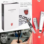 3 Swords Germany - Brand Quality 4 Piece Manicure Pedicure Grooming kit Set for Professional Finger & Toe Nail Care Tweezers File Clipper Fashion Leather case in Gift Box, Made by 3 Swords (02570)