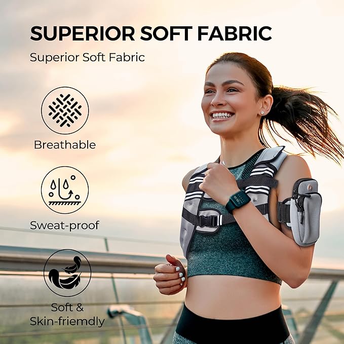 PACEARTH Weighted Vest,4lb/6lb/10lb/12lb/16lb/20lb/25lb/30lb Weight Vest with Reflective Stripe, Body Weight Vests Adjustable for Men, Women Workout, Strength Training, Running, Walking, Jogging