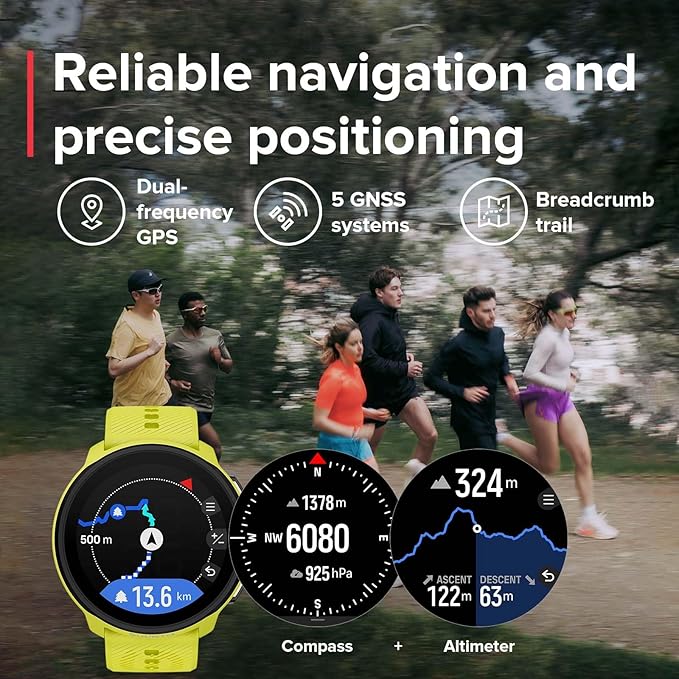 SUUNTO Run Running GPS Sports Watch with Silicone Strap, 1.32" AMOLED Touchscreen w/Crown Button, Wrist Heart-Rate & Sleep Health Tracking, Lime