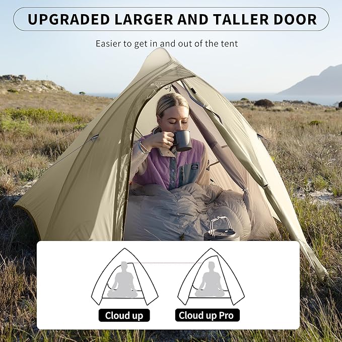 Naturehike Cloud-Up Tent Lightweight Backpacking Tent with Footprint - Free Standing Ultralight Camping Hiking Backpack Tents