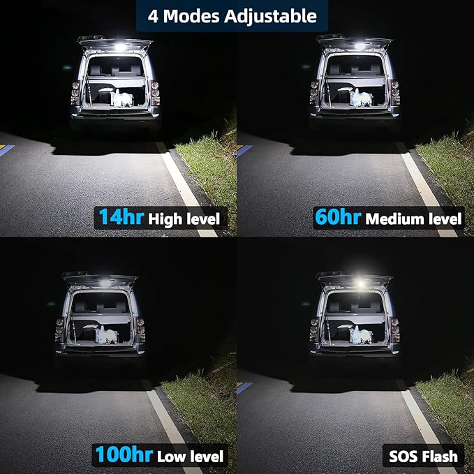 10000mAh Rechargeable Hanging Tent Lighting, Portable 30W 4000LM LED Camping Lantern with Magnet, 4 Lighting Modes, IPX5 Waterproof LED Flashlight for Emergency