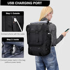 PIJUSHI Travel Backpack for Women Men Carry on Luggage Backpack Flight Approved Convertible Duffle Bag Fit 16 Inch Laptop(PE037 Black)