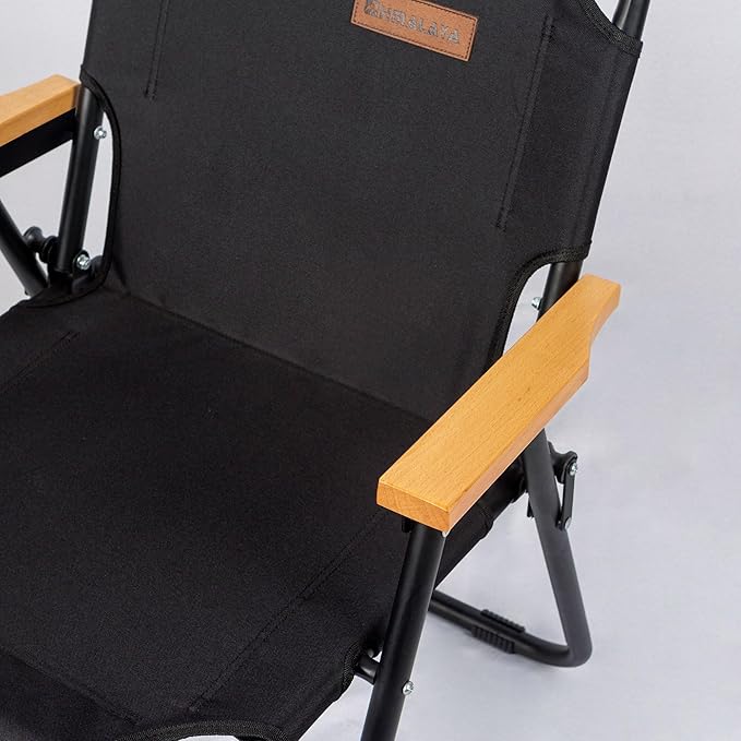 Camping Chair, Black Folding Bench Chair Seating Camp Chairs for Indoor Outdoor Hiking Fishing Patio Beach Supports up to 264 Lbs (1 Pack Single Black)