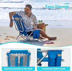 #WEJOY Folding Beach Chair for Adults, 4-Position Aluminum Lightweight Beach Chair, Low Sands Chairs with Shoulder Strap, Cup Holder and Padded Headrest, Supports 265lbs for Lawn