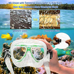 Kids Mask Fins Snorkel Set Snorkeling Packages, with Diving Mask, Snorkel, Adjustable Swim Fins, Mesh Bag, Anti-Fog Anti-Leak Snorkeling Gear for Kids for Snorkeling Swimming Diving