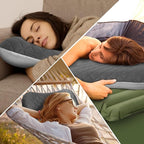 OUTSKIRT Inflatable Camping Pillow, 2-in-1 Travel Pillows for Sleeping, Ergonomic & Lightweight Small Backpacking Pillow for Travel, Hiking, Camping & Outdoor Activities, Grey
