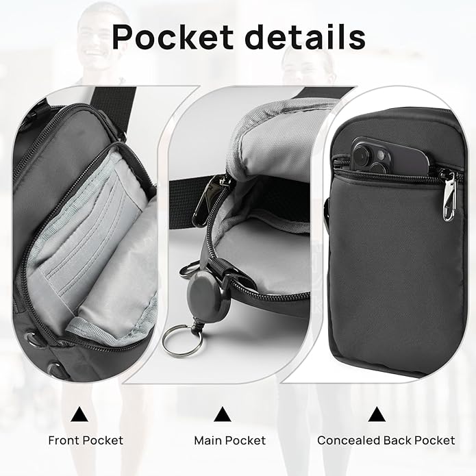 VADOO Sling Bag for Men Women, Anti Theft Crossbody Shoulder Bag with Zipper Lock, RFID Blocking & Waterproof for Travel