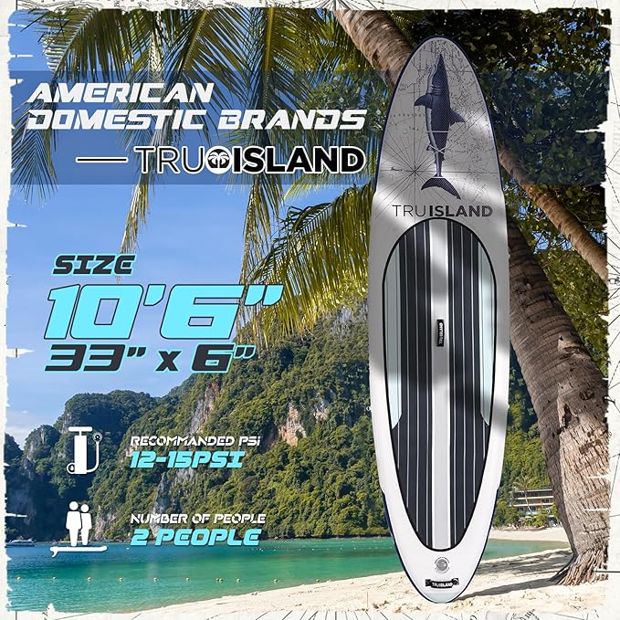 TRUISLAND Inflatable Paddle Board, Stand Up Paddle Board with Backpack, Non-Slip Thickened Deckpad, Waterproof Phone Case, Leash, Paddle, Hand Pump