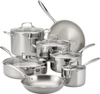 Tramontina Tri-Ply Clad Stainless Steel 12-Piece Cookware Set with Glass Lids, Pots and Pans Kitchen Set, Induction-Ready, Dishwasher-Safe, Made in Brazil