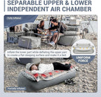 KingCamp Double Inflatable Couch for Camping, Portable Foldable Eco-Friendly Reach-Certified PVC Liner Air Lounger 2-Person Blow Up Sofa with Foot Pump, Pegs, Repair Kit & Removable Cover