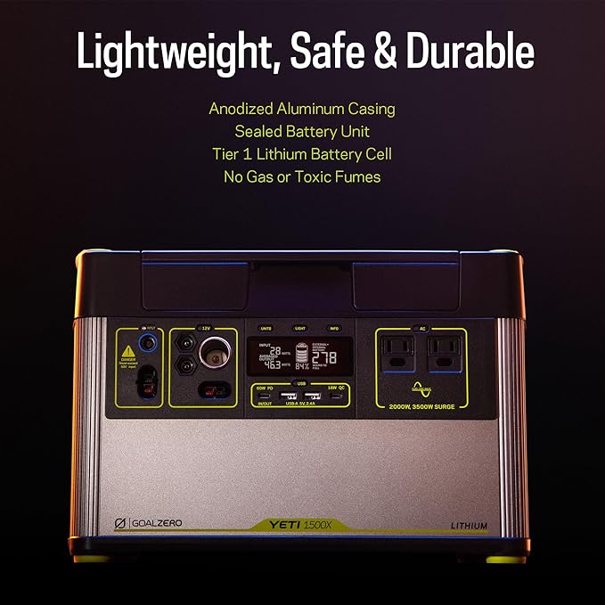 Goal Zero YETI 1500X Portable 1500-Watt Power Station with Boulder 100-Watt Monocrystalline Solar Panel Briefcase 44360