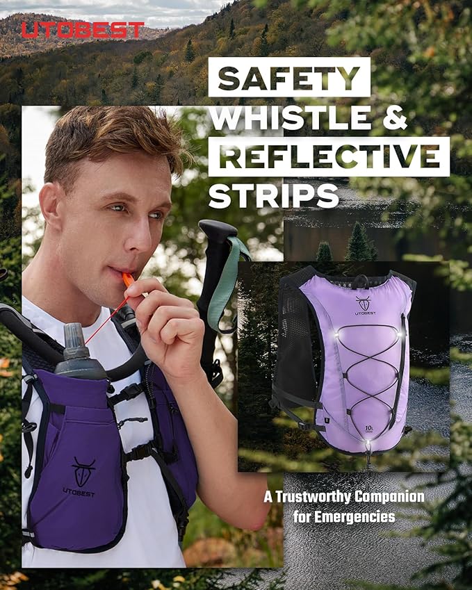 UTOBEST Upgrade Running Hydration Vest 10L, Running Backpack for Women Men Multi-Functional Storage, Adjustable Water Vest for Trail Marathon Race Jogging Cycling