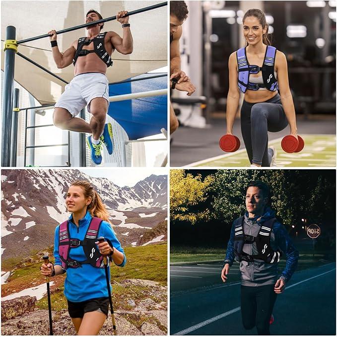 Sportneer Weighted Vest for Women Men: 8lbs/12lbs/15lbs/20lbs/25lbs Weight Vest with Detachable Phone Pouch Rucking Vest for Women Walking Strength Training Muscle Building Weight Loss