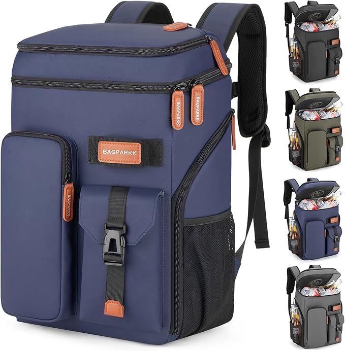 Insulated Cooler Backpack,33/45 Cans Multifunctional Double Deck Leakproof Cooler Bag with Sternum Strap,Large Capacity Lightweight Travel Camping Beach Backpack