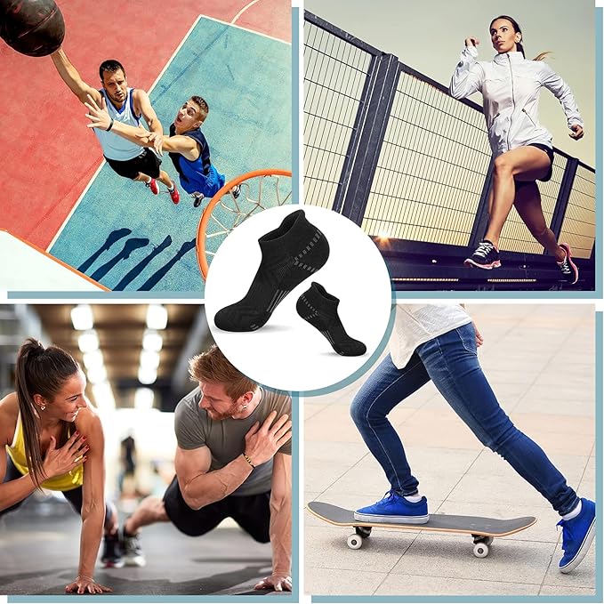 Airacker Ankle Athletic Running Socks Cushioned Breathable Low Cut Sports Tab Socks for Men and Women (6 Pairs)