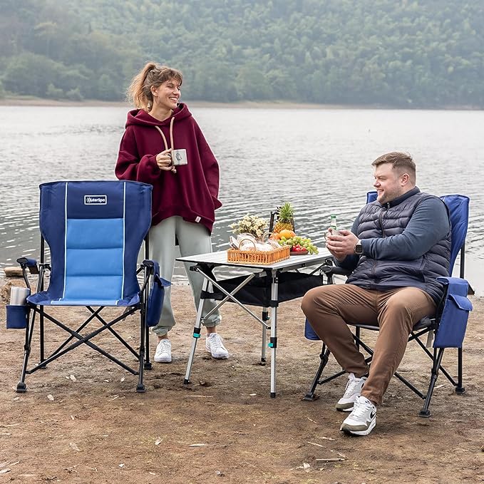 Oversized Folding Camping Chairs for Adults Heavy Duty, Support 500lbs Big and Tall High Back Camping Chairs for Heavy People Padded Lawn Chairs Camp Chairs for Patio,Beach,Camp,Lawn,Outdoor