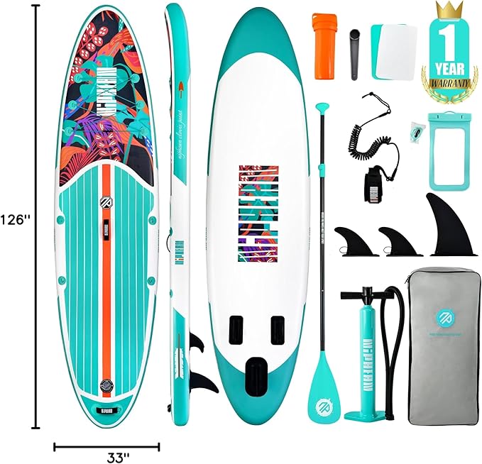 Niphean Inflatable Stand Up Paddle Board with SUP Accessories, Anti-Slip EVA Deck, 10’6’’ Inflatable Paddle Boards for Adults & Youth of All Skill Levels