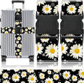 Slohif Luggage Straps for Suitcases Travel Belt Accessories Luggage Connector Identifiers 2 Pack Over Handle with Buckle Unique Nylon Adjustable Strap for Sleeping Bag Car Seat Daisy