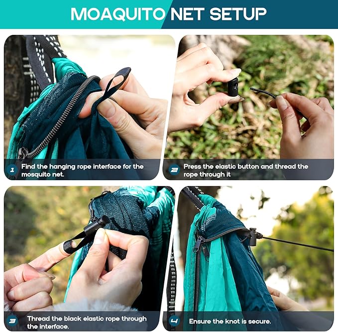 Camping Hammock Mosquito Net,Double & Single Portable Hammocks Hammocks with 2 Tree Straps,Hammock Tent for Travel Camping,Camping Accessories for Indoor Outdoor Hiking Backpacking Backyard Beach