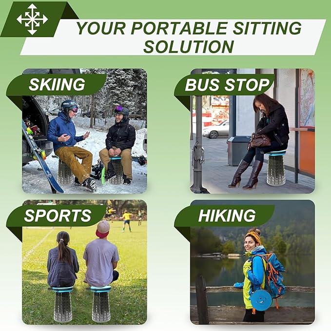 ALEVMOOM 2025 Upgraded XXL Collapsible Stool with Cushion 19.7",1000lbs Max Weight,Wider & Taller Pop Up Seat, Heavy Duty Portable Retractable Folding Chair or Travel Foot Rest for Camping & Outdoors