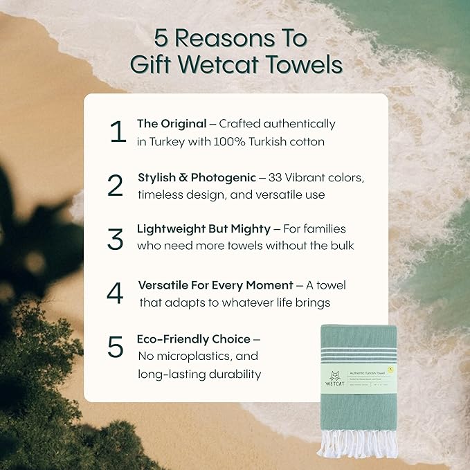 WETCAT Turkish Beach Towel Oversized (38"x71") 100% Turkish Cotton, Made in Turkey - Sand Free, Extra Large, Ultra Soft, Quick Drying, Compact & Lightweight for Travel - Dark Gray