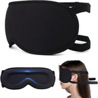 3D Blackout Sleep Mask - Zero Pressure Eye Mask with Double Adjustable Strap, Soft Breathable Lycra Fabric, Perfect for Side Sleepers, Travel, Yoga & Nap - Unisex Design (Black)
