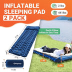 KingCamp Sleeping Pad for Camping, Ultralight Connectable Inflatable Sleeping Pad Camping Mattress with 6.3" Built-in Pillow & Foot Pump for Backpacking Hiking Tent Cot