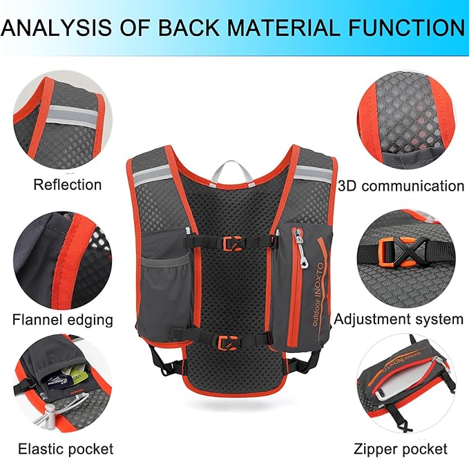 INOXTO Running Hydration Vest Backpack,Lightweight Insulated Pack with 1.5L Water Bladder Bag Daypack for Hiking Trail Running Cycling Race Marathon for Women Men