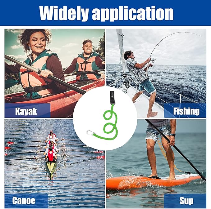Kayak Paddle Leash Kayak Rod Leash Kayak Paddle Lanyard Stretchable Coiled Lanyard Leash Kayak Fishing Accessories for Kayak and Paddles